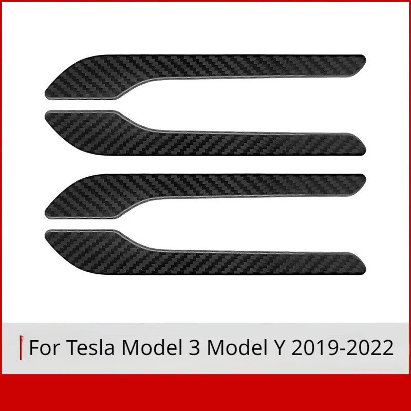 Carbon Fiber Car Door Handle Sticker For Tesla Model 3 Model Y 2019-2022 Door Wrap Cover Paste Trim AutoTuning Accessories