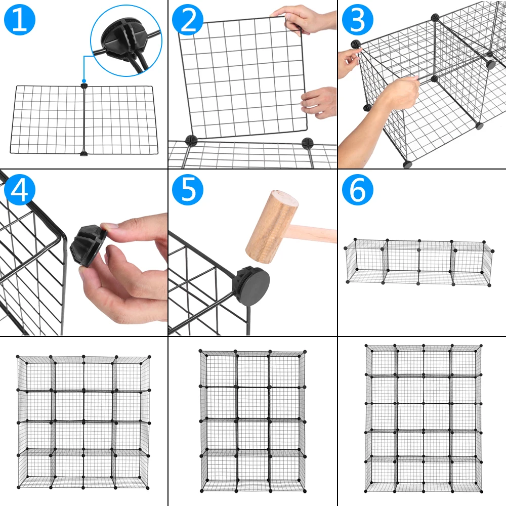 "16-kubusorganizer: Modulaire Draadplanken, Origami-Ontwerp, Metalen Raster, Multifunctioneel Voor Opslag En Weergave