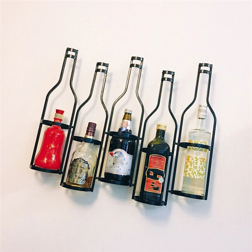 

Wall Mounted Wine Bottle Rack, Metal Hanging Wine Display Holder Organizer, Red Wine Racks for Home Kitchen Bar Decor Storage