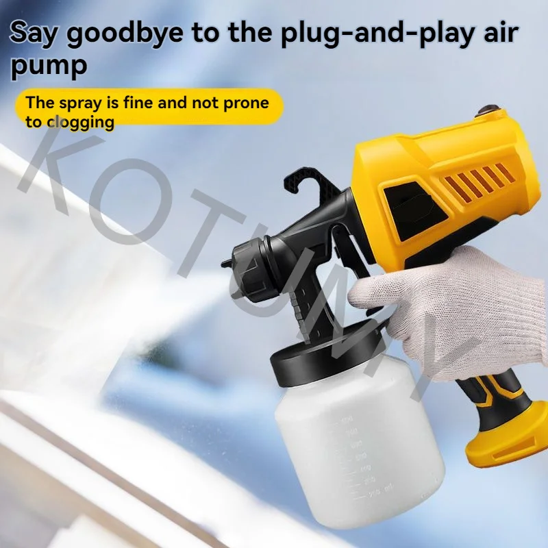 Yellow and Red Single Handheld Home Paint Sprayer Latex Paint Spraying Electric Paint Spray Gun Portable