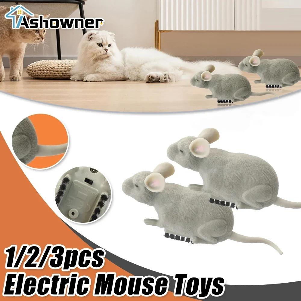 Jouets de souris électrique pour chat, robot d\'évasion automatique, vibration inoling, à piles, en peluche, jouets d\'interaction pour animaux de