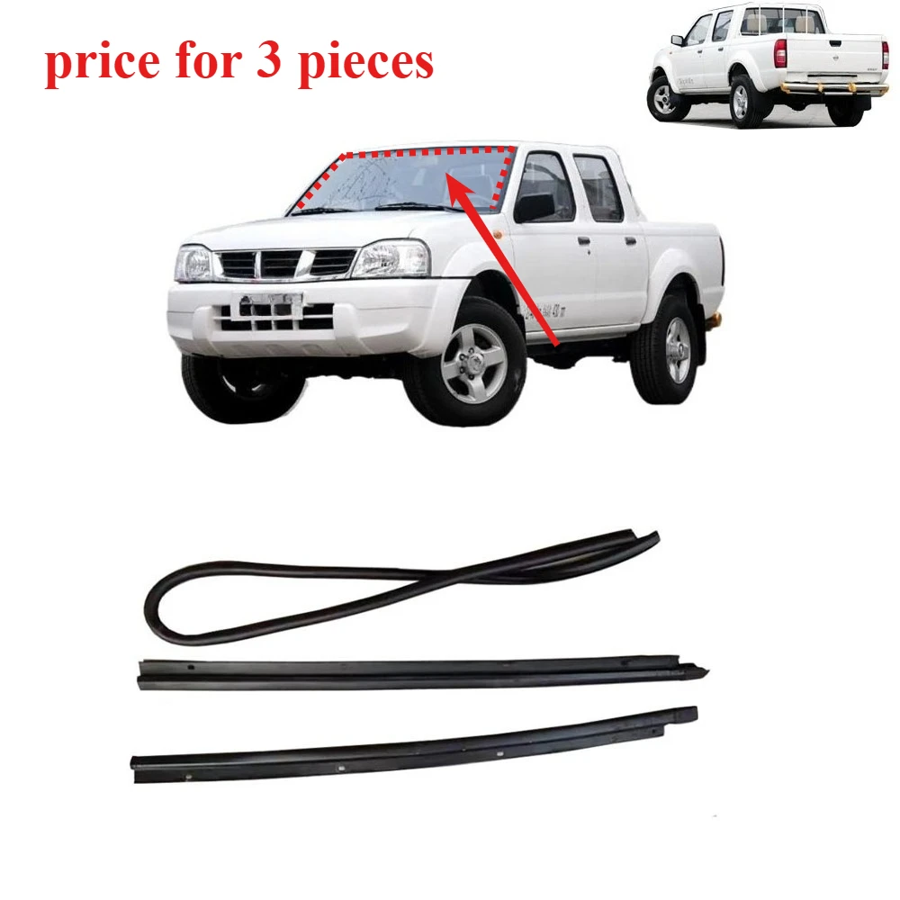 1 Kit 3 Pieces Scratch Front Glass Weatherstrip Seal for D22  for Pickup Windshield Rubber Windscreen Protective Rubber