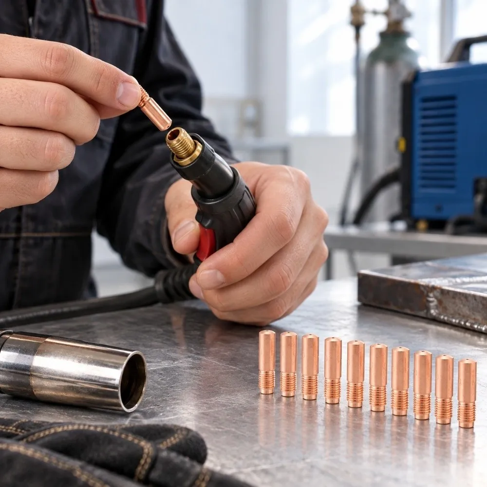10 Pcs 0.9mm Size MIG Welding Contact Tips Copper Smooth Surface Welding Gun Tips Copper Contact Tips Welding Gun Replacement