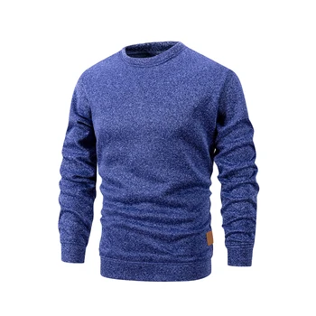 Men's Warm Crew Neck Sweatshirt Fleece Lined Thermal Pullover Autumn Winter Fashion Casual Sweater Loose Knit Long Sleeve Hoodie 2
