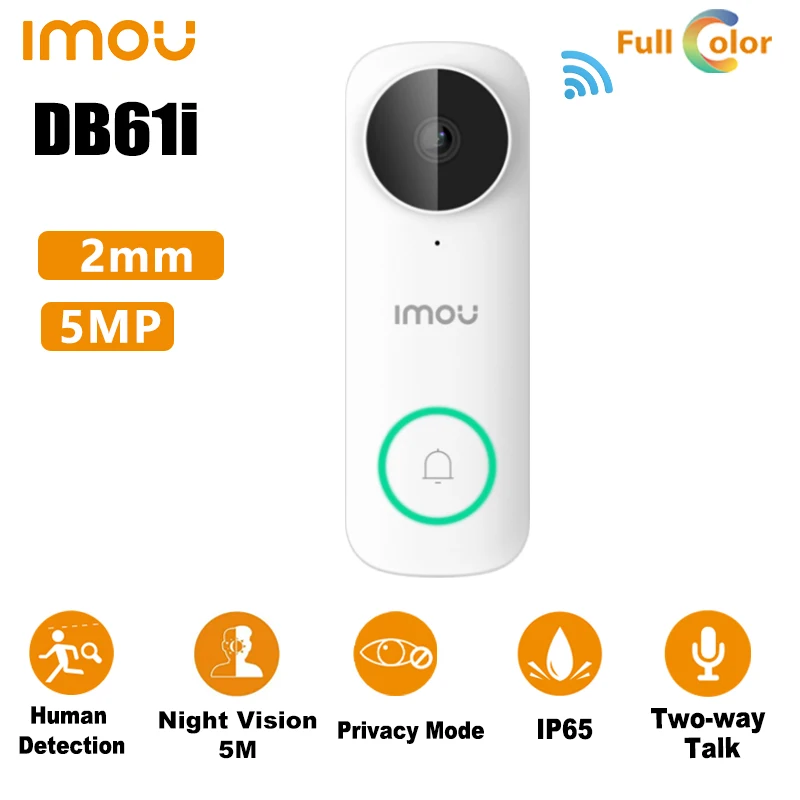 

Dahua Imou DB61i 5MP 3K Wifi Intercome With Human Detection IP65 Weatherproof Two Way Talk Residential Outdoor Wireless Doorbell