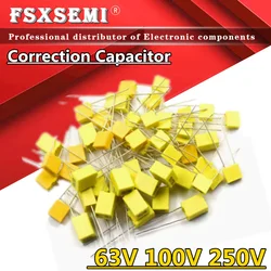 10pcs 63V 100V 250V Polypropylene Safety Film Correction Capacitor 1NF 2.2NF 4.7NF 10NF 22NF 100NF 330NF 470NF 102 104 154 224