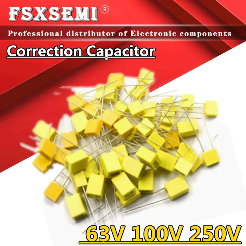 10szt 63V 100V 250V Polipropylenowy kondensator korekcyjny 1NF 2.2NF 4.7NF 10NF 22NF 100NF 330NF 470NF 102 104 154 224