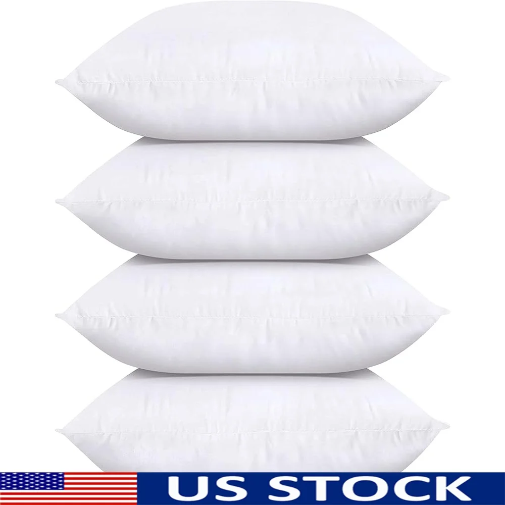 

Throw Pillows Set of 4 Decorative Inserts Soft Polyester Fiber Filling Sofa Couch Bed Plush Resilient Pillow 18x18 Inches