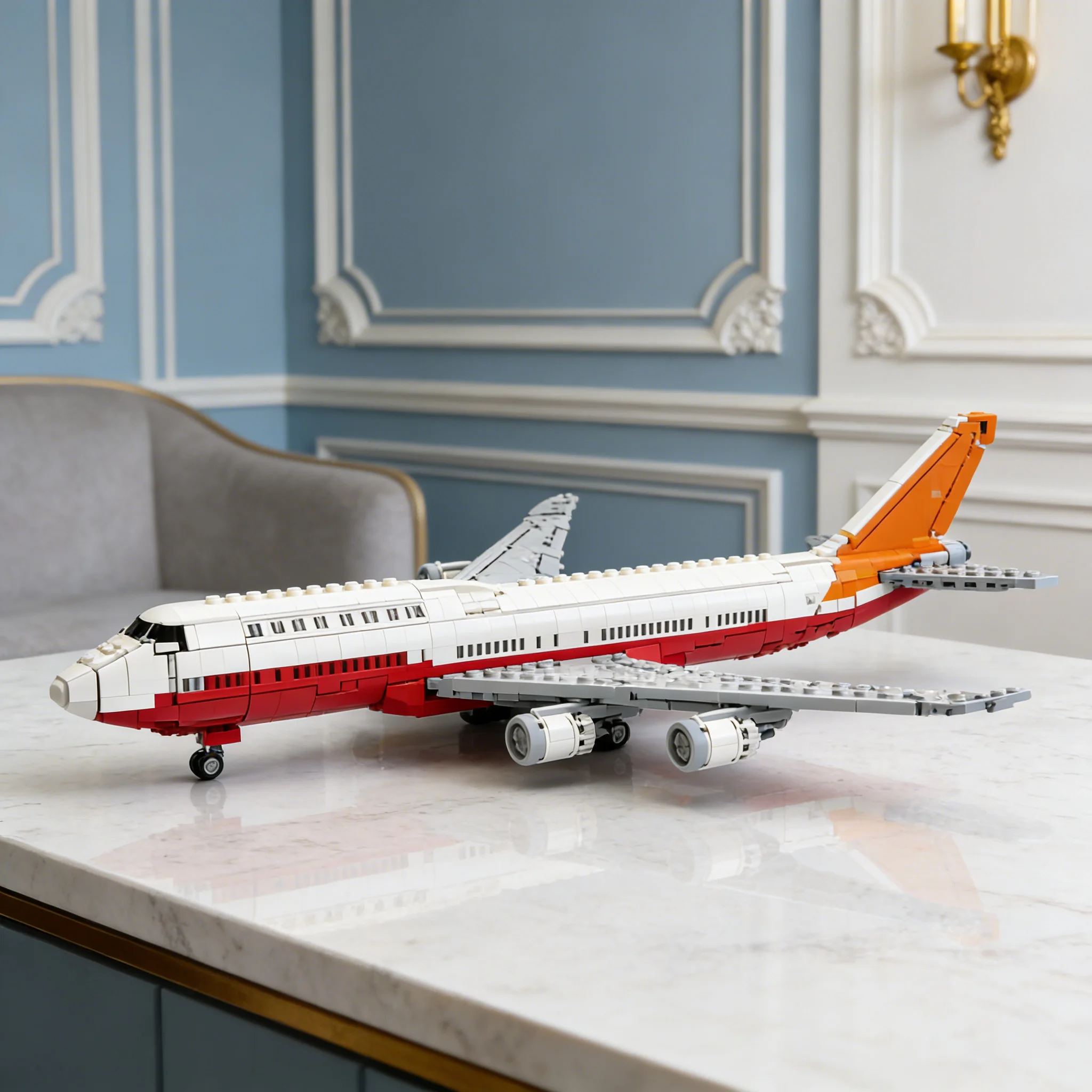 3183pcs MOC Boeing 8I Factory Livery Full Interior Icons Model Toys Building Blocks Architecture Christmas Gifts Brick Idea