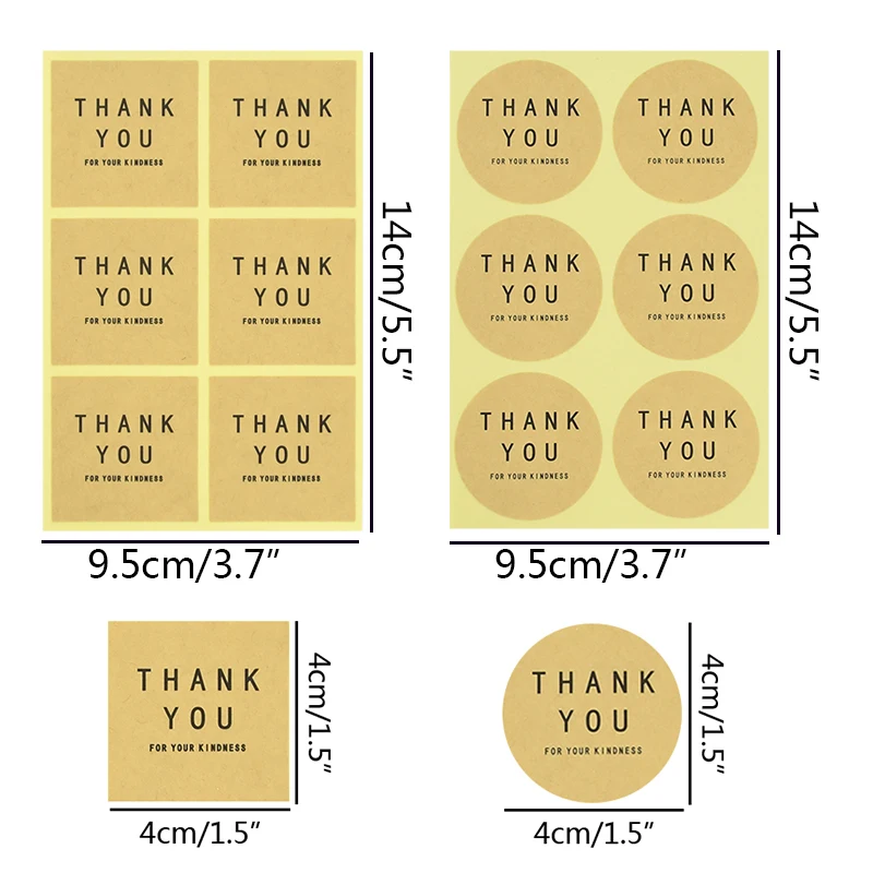 5 أوراق شكرًا لك ملصق ختم دائري كوكي الهدايا أكياس التعبئة والتغليف أكياس تغليف الكب كيك ملصق مائي لتزيين حفلات أعياد الميلاد والزفاف