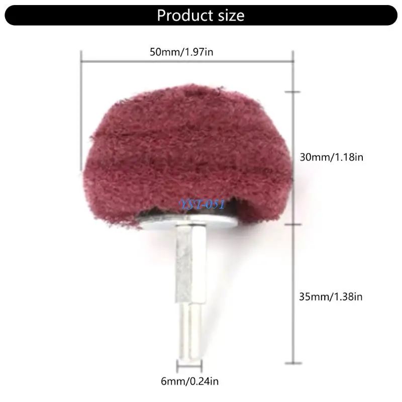 

E15A 2PCS Nylon Polishing Wheel Mushroom Scouring Pads Practical Alloy Base Polishing Wheel for Grinding Tool