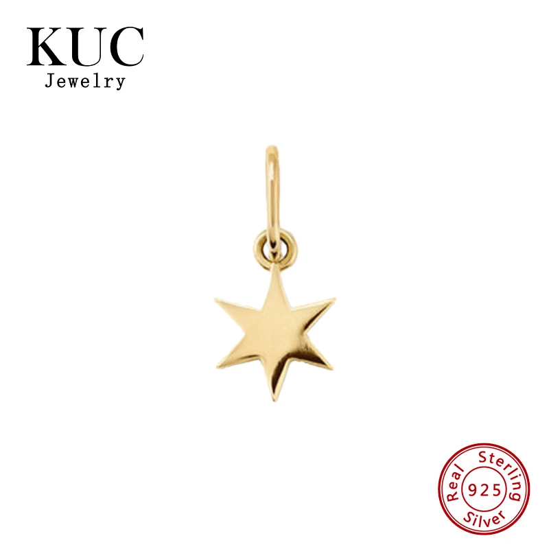 

Fashion Fine Jewelry 925 Sterling Silver 18K Gold Plated Charm Smooth Surface Star Pendant for Women Necklaces