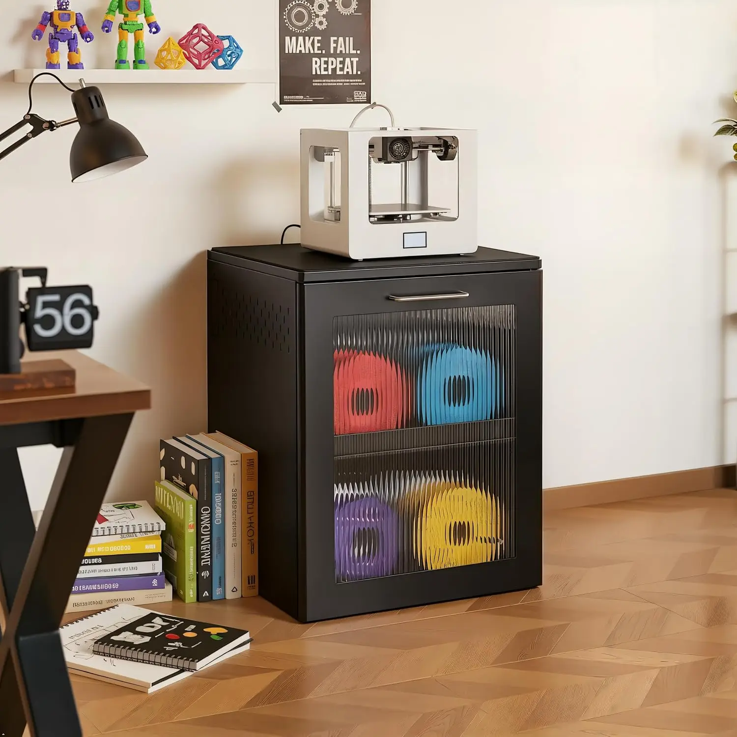 3D Printer Stand with Storage Cabinet, Drawer & Power Strip