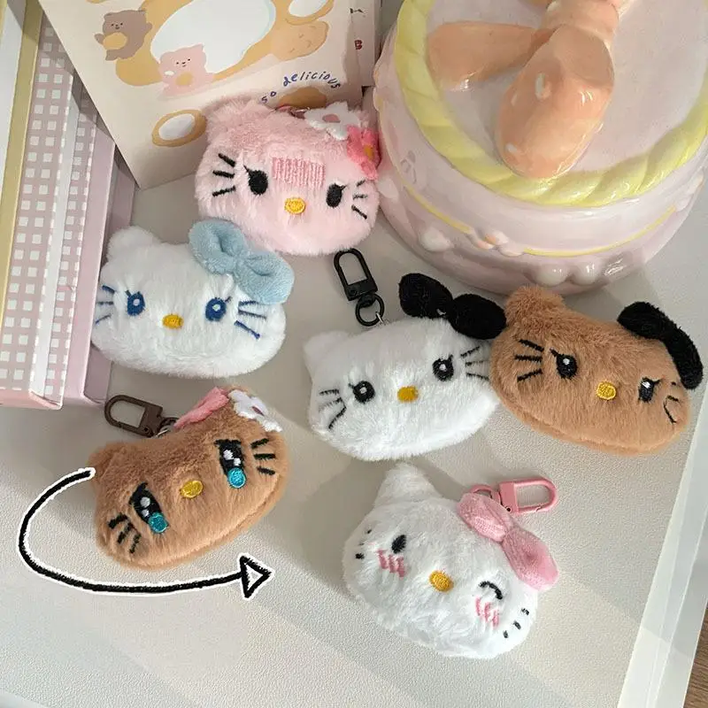 

Kawaii Sanrio Plush Hello Kitty Doll Keychain Pendant for Women Girls Bag Decorations Cute Accessories Cartoon Stuffed Key Ring