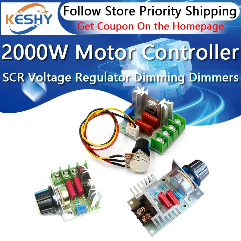AC 220V 2000W SCR Voltage Regulator Dimming Dimmers Motor Speed Controller Thermostat Electronic Voltage Regulator Module
