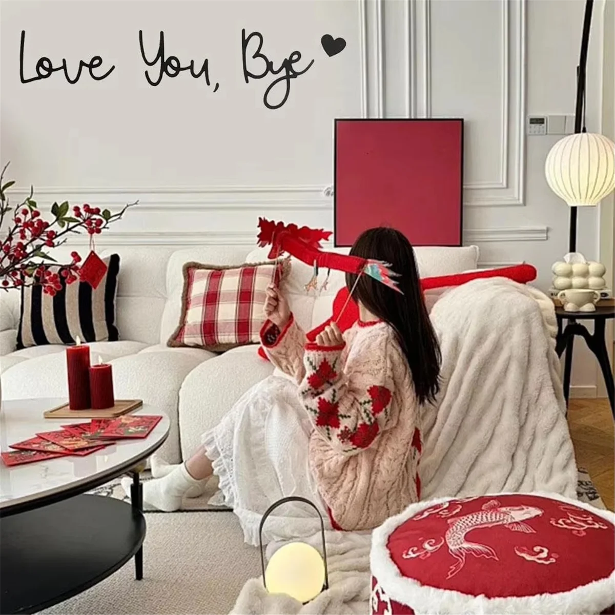 HHTL لوف يو باي علامة جدار ديكور رسائل جدار ديكور الداعا أحبك علامة النص الخشبي-جدار ديكور فني للمنزل للحب