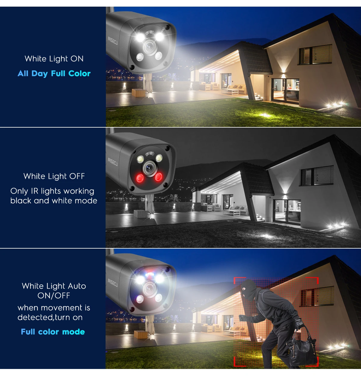 MISECU 4MP 8MP IP Camera Security Protection Full Color Night Vision Two Way Audio Waterproof Video Surveillance POE H.265 Onvif