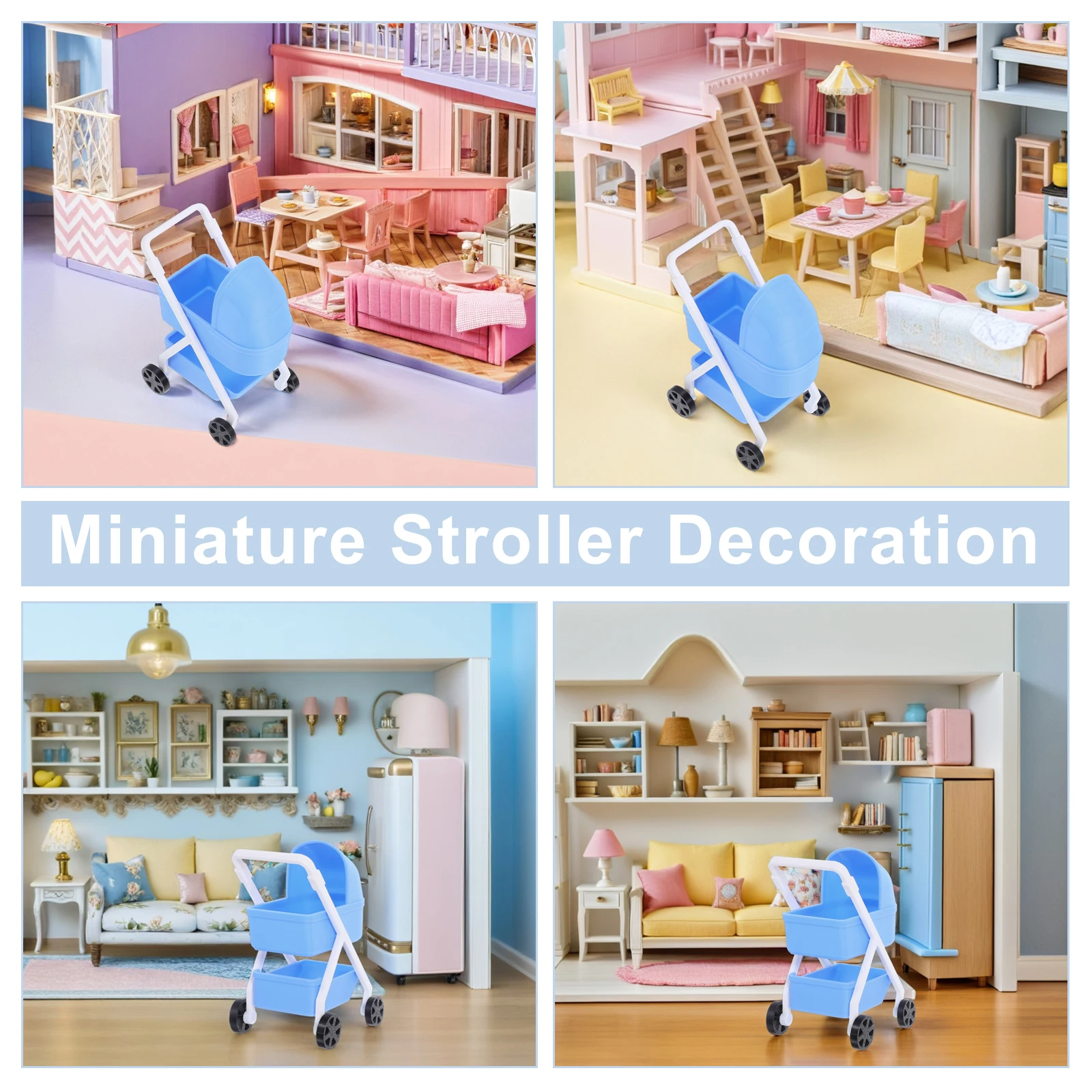 Picardías en miniatura, cochecito de juguete, muebles para casa de muñecas, Mini cuna, cochecito de coche, escena de juego para niños, decoración de simulación ligera