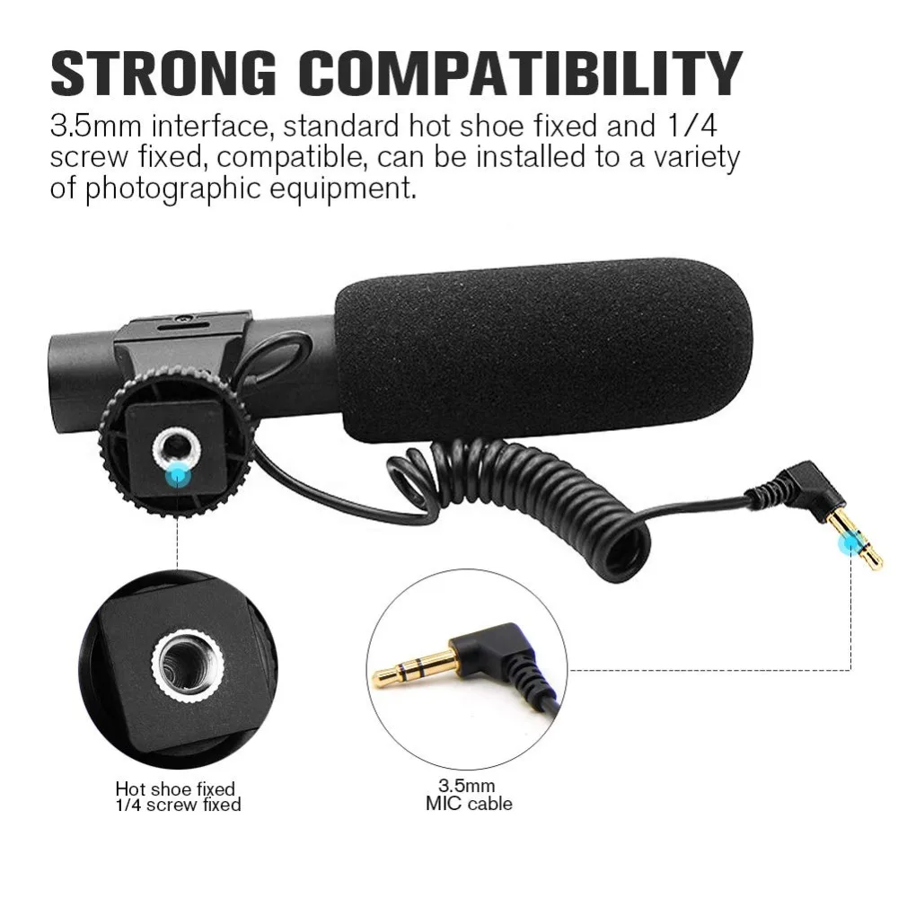 MAMEN Condenser Video Recording Vlog Microphone 3.5mm Plug Studio Microphone for Camera Computer For Nikon Canon DSLR Camera