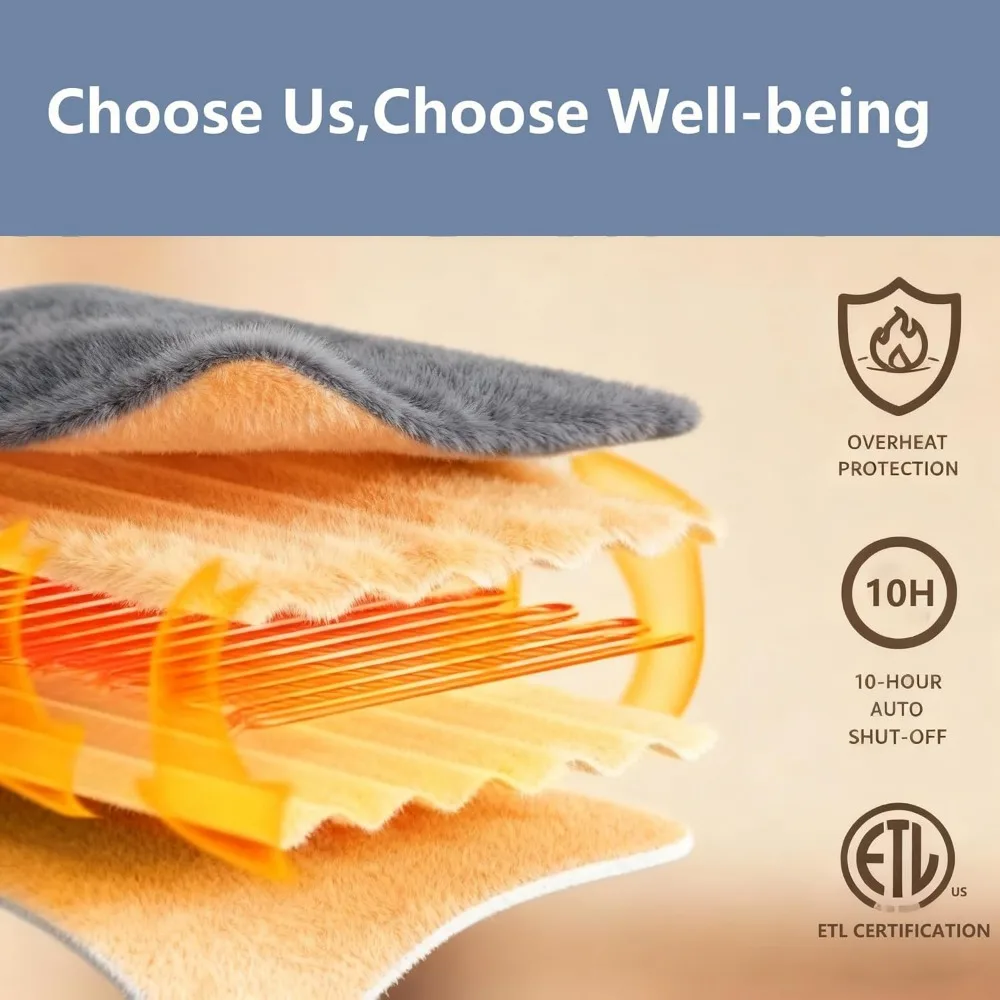 بطانية رمي تسخين كهربائي 50 × 60 مع 5 إعدادات للحرارة، إيقاف تلقائي، صوف ناعم للأريكة والسرير