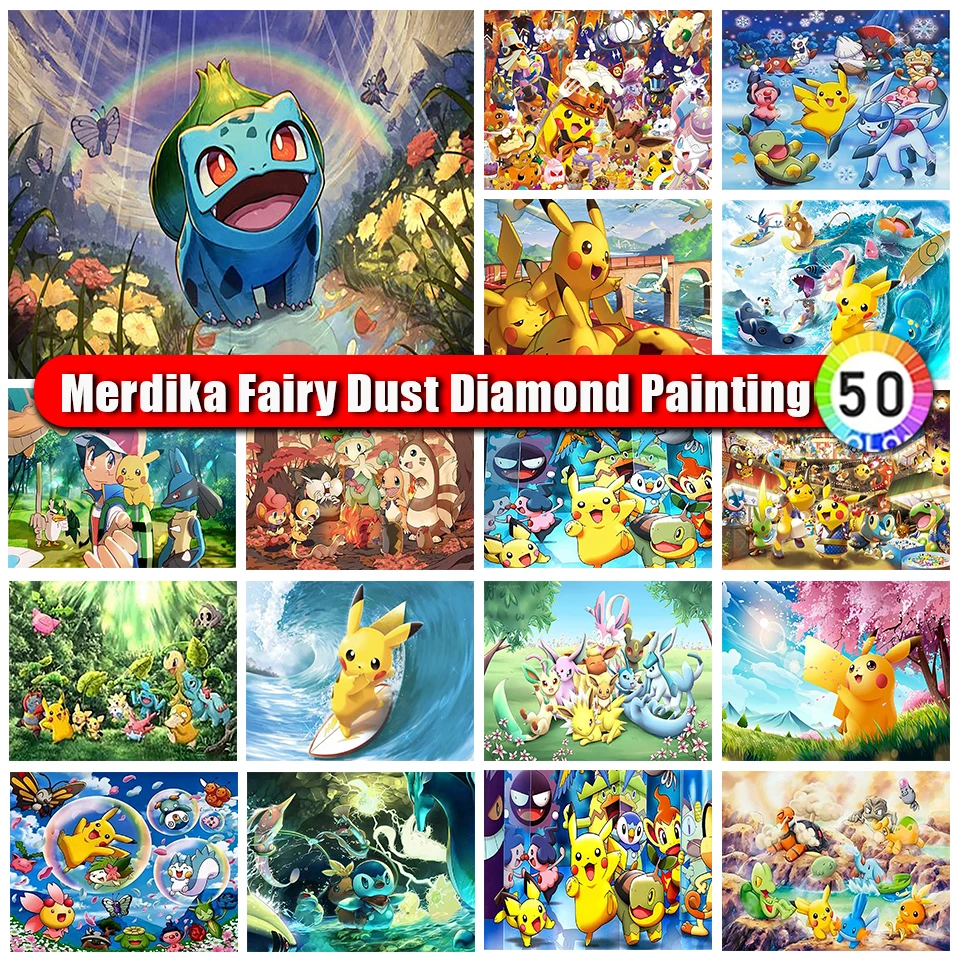 

Merdika Zipper Bag Fairy Dust Diamond Painting Cartoon Pokemon Full Diamond Embroidery Anime Cross Stitch Home Decor Kids Gifts