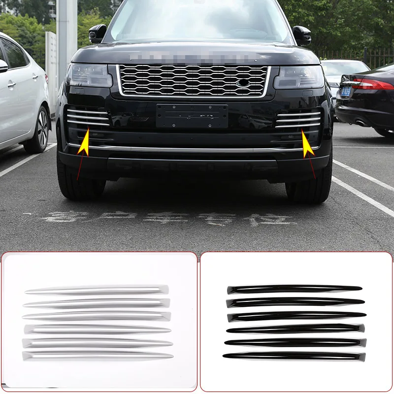 6pcs For Land Rover Range Rover Vogue 2018-2020 ABS Chrome Car Front Fog Lamp Grille Strip Decorative Sticker Car Accessories