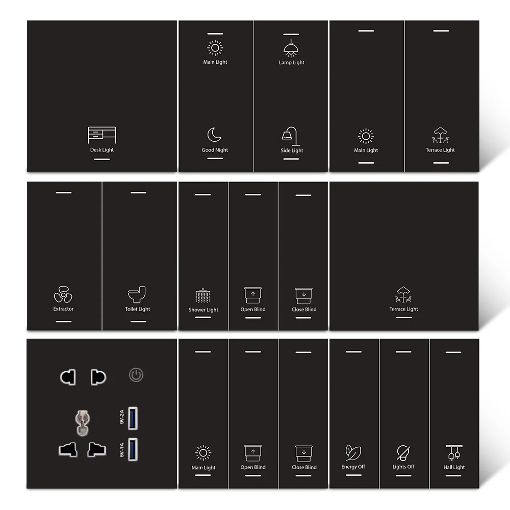 2024 Smart Hotel Solution Smart Wall Switches with Customized Icons Working with or Smart Life APP Zigbee Wifi Version
