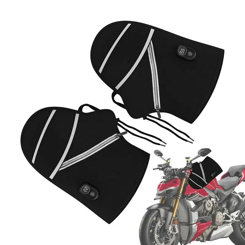 

Handlebar Mittens Heated 3 Heating Modes Handle Bar Hand Covers With Reflective Strips Universal Motorcycle Accessories muffs