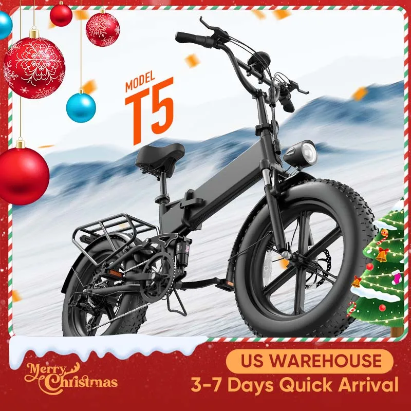 

NEW URLIFE T5 E-Bike 1500W Peak Electric Mountain Bike 48V13Ah Removable Battery 28MPH 100Mile Range 20X4"Fat Tire Free Shipping