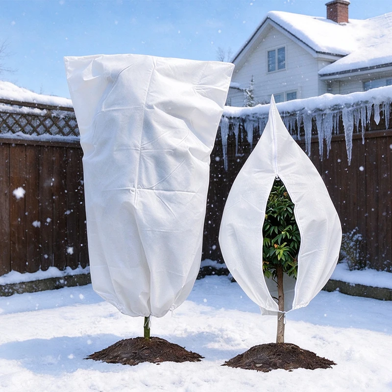Winter Warm Plant Anti‑Frost Cover Breathable Non‑woven Bag With Zip For Fruit Tree Shrub Potted Plant Cold Weather Protection