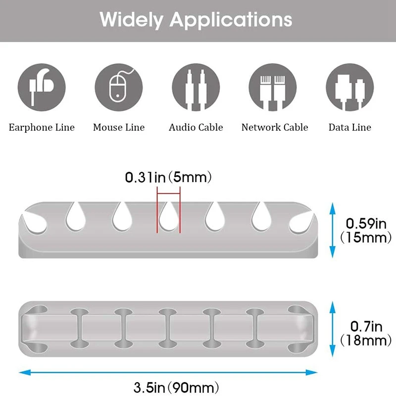 Silicone Desktop Data Cable Holder Self-Adhesive Winder Cable Fixing Clip 3 Pack Cable Organizing Clip