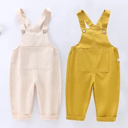 Baby Girls Solid Cotton Overalls 2024 New Kids Overalls Bib Pants Infant Jumpsuit Autumn Children's Clothing Boys Outfits 1-5Yrs