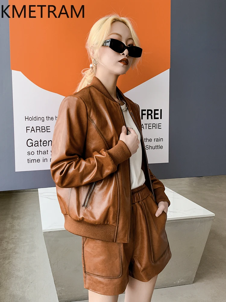 Giacca in pelle di pecora con cera d'olio al 100% Donna Giacche vintage in vera pelle gialla Donna Novità in capispalla Abiti autunnali 2025 дубл Javка