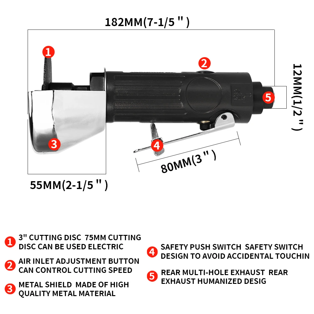 3 Inch Pneumatic Metal Cutting 20000rpm Metal Cut Off Grinders Processing Multifunctional Pneumatic Tool Cutting Machine