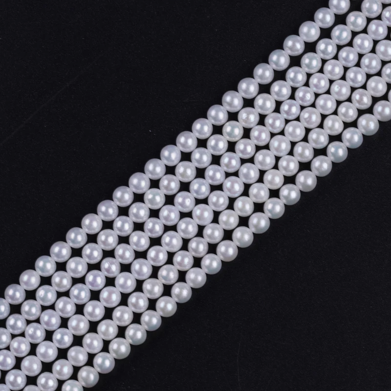 5-6mm AAA white color natural white freshwater round pearl beads strand for jewelry making