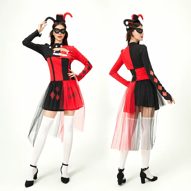 

Костюм клоуна на Хэллоуин, цирковой косплей, панк, Гарри, мертвая душа, клоун, европейско-американский сексуальный костюм для горячих девушек, костюм для выступлений