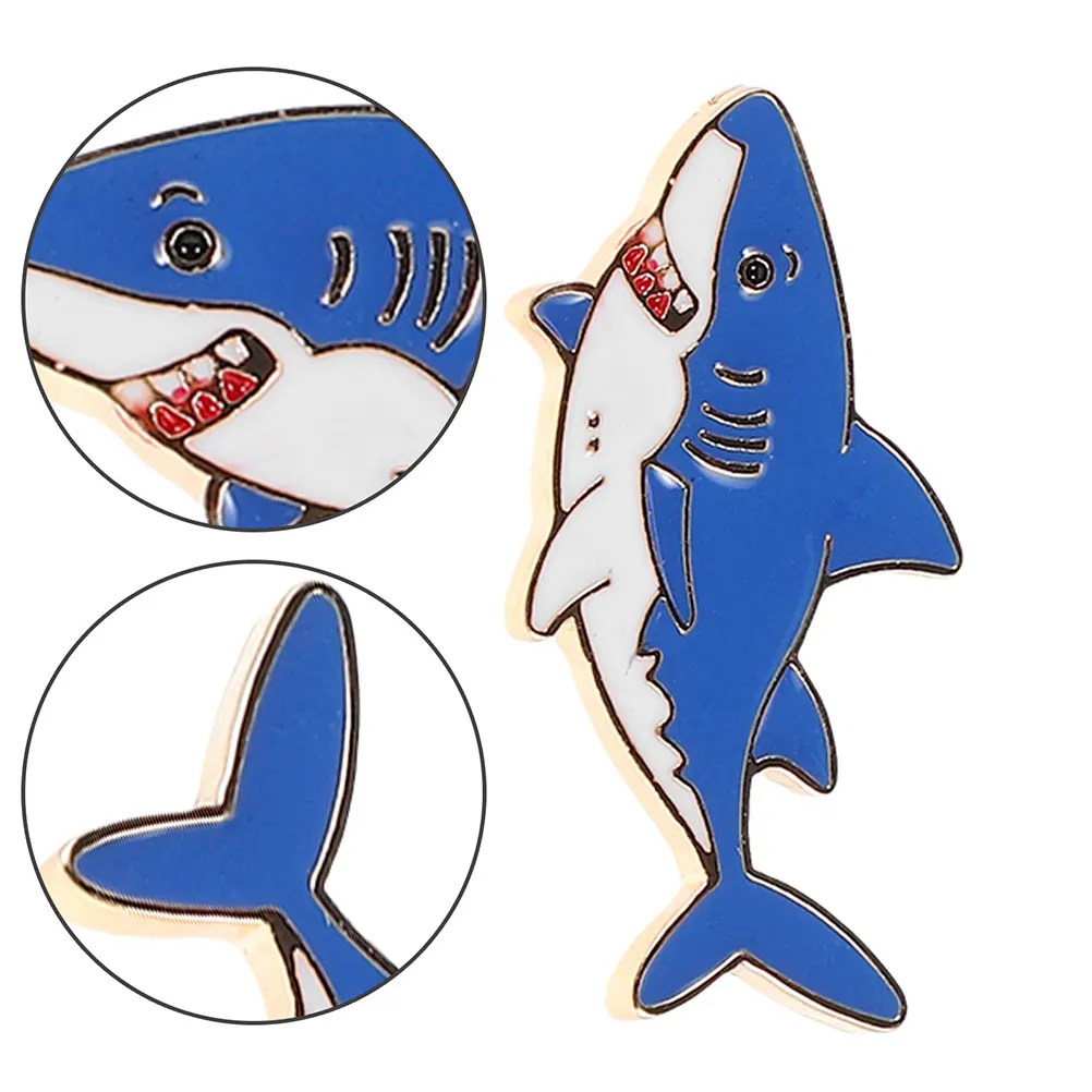 

3pcs Shark Brooch Pin Cartoon Sea Enamel Jewellery Zinc Alloy Lapel Pins for Jacket Hat Ocean Animal Kawaii Accessories