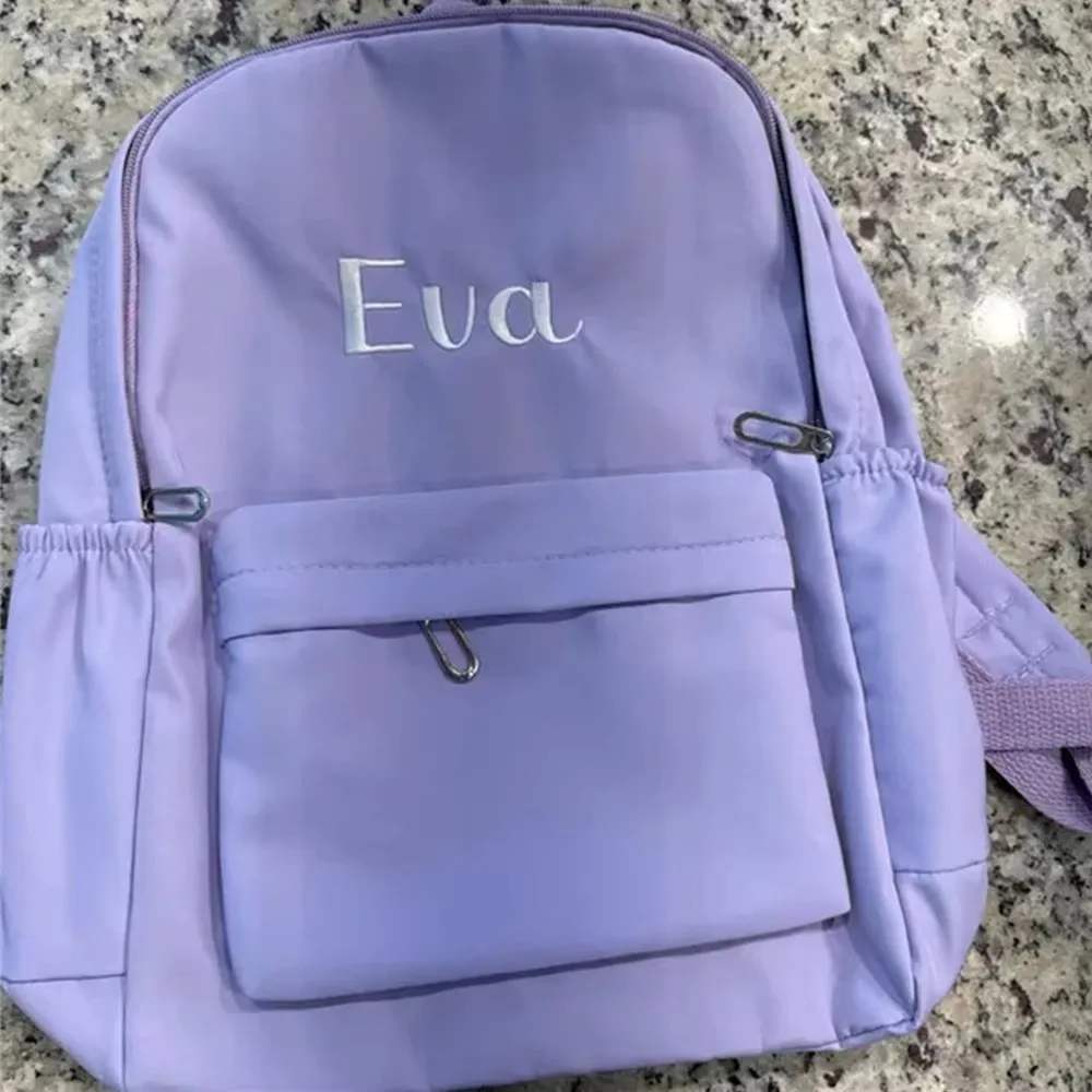 Personalized Name Student Outdoor Backpacks Nylon Large Capacity Girls' Backpacks Custom Embroidered Name Solid Color Backpacks