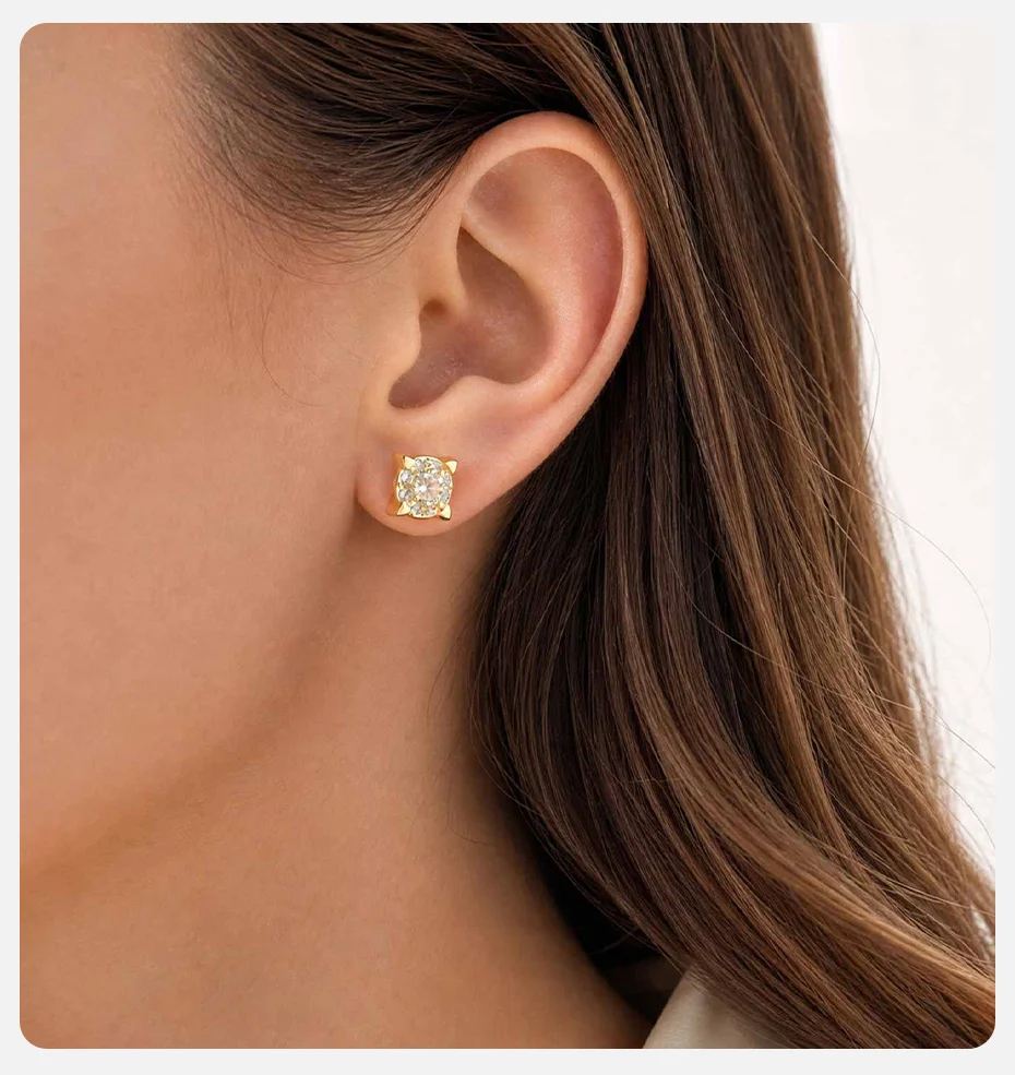 Vnox Trendige Kubische Zirkonia Elefanten-Ohrringe für Frauen 18K Vergoldete Niedliche Herz-Blumen-Ohrstecker Piercing-Ohrringe Täglicher Schmuck – Detail 5