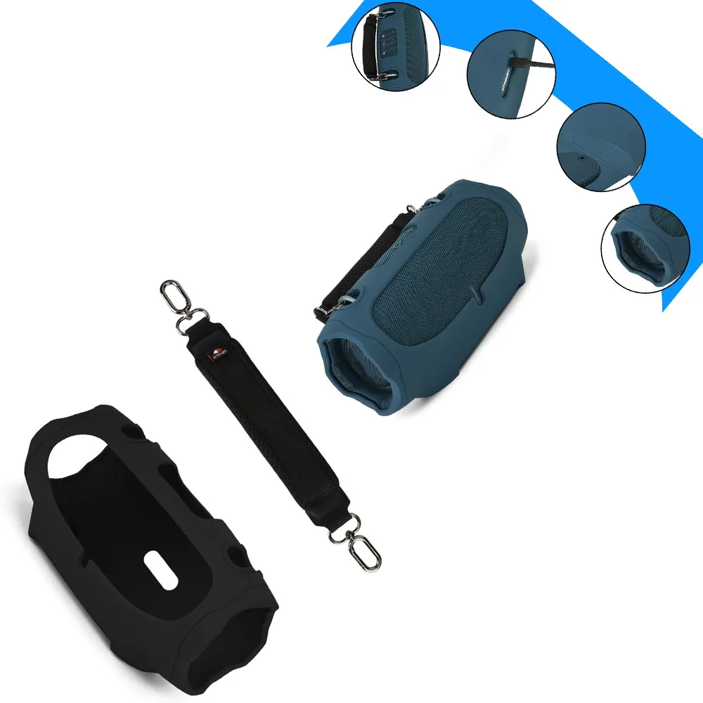 

Xtreme 4 Audio Case for JBL Xtreme 4 Bluetooth-compatible Speaker Silicone Case with Hand Strap Black Blue