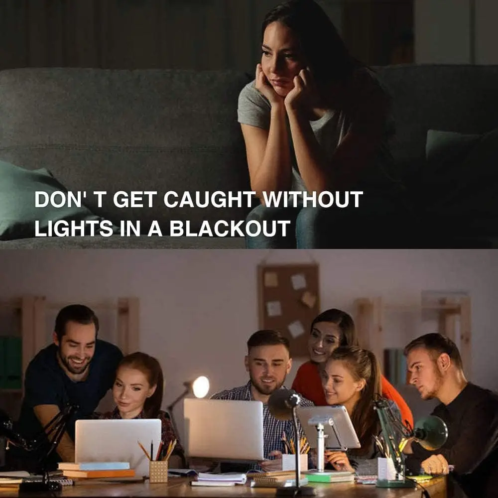 4 عبوات من لمبات الإضاءة القابلة لإعادة الشحن في حالات الطوارئ، تبقى مضيئة عند انقطاع التيار الكهربائي، لمبات إضاءة LED ما يعادل 1200 مللي أمبير في الساعة 15 وات 80 وات للمنزل