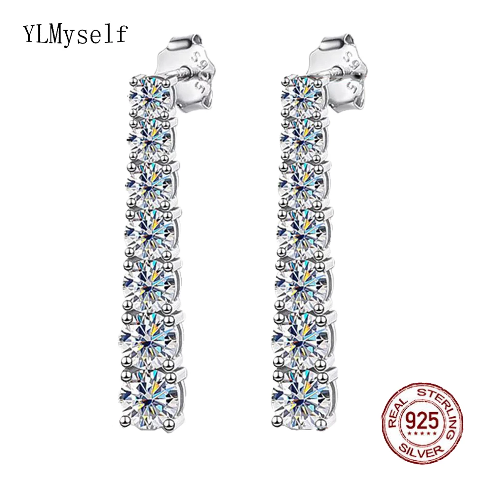 

Solid 925 Jewelry Pave 2.5-4.25 mm Size gradient Cubic Zirconia 2.5CM Length Real Sterling Silver Tennis Earrings