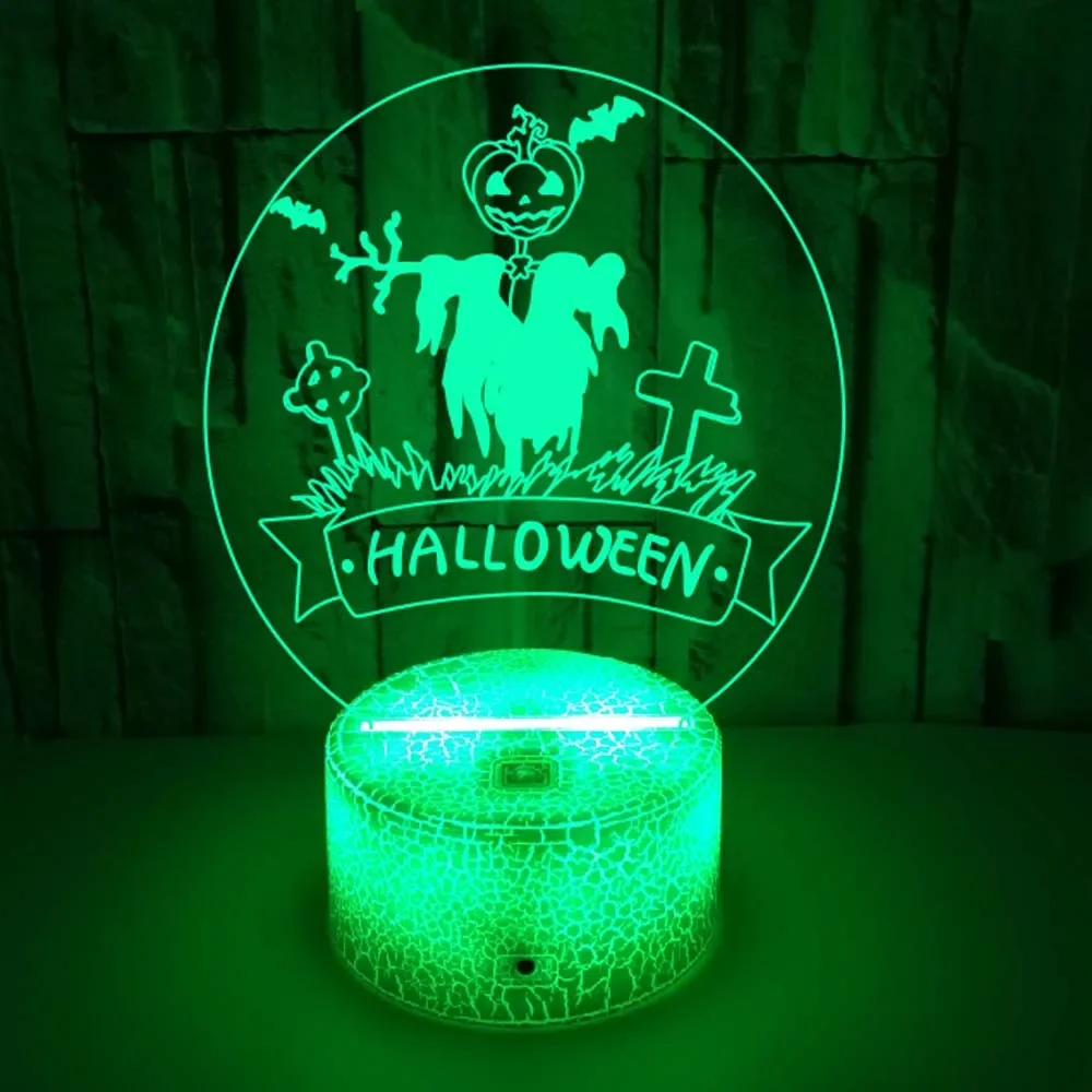 Pumpkin Ghost LED USB Night Light, 7 cores diferentes, abajur de cabeceira do quarto, presente decorativo para crianças de Halloween