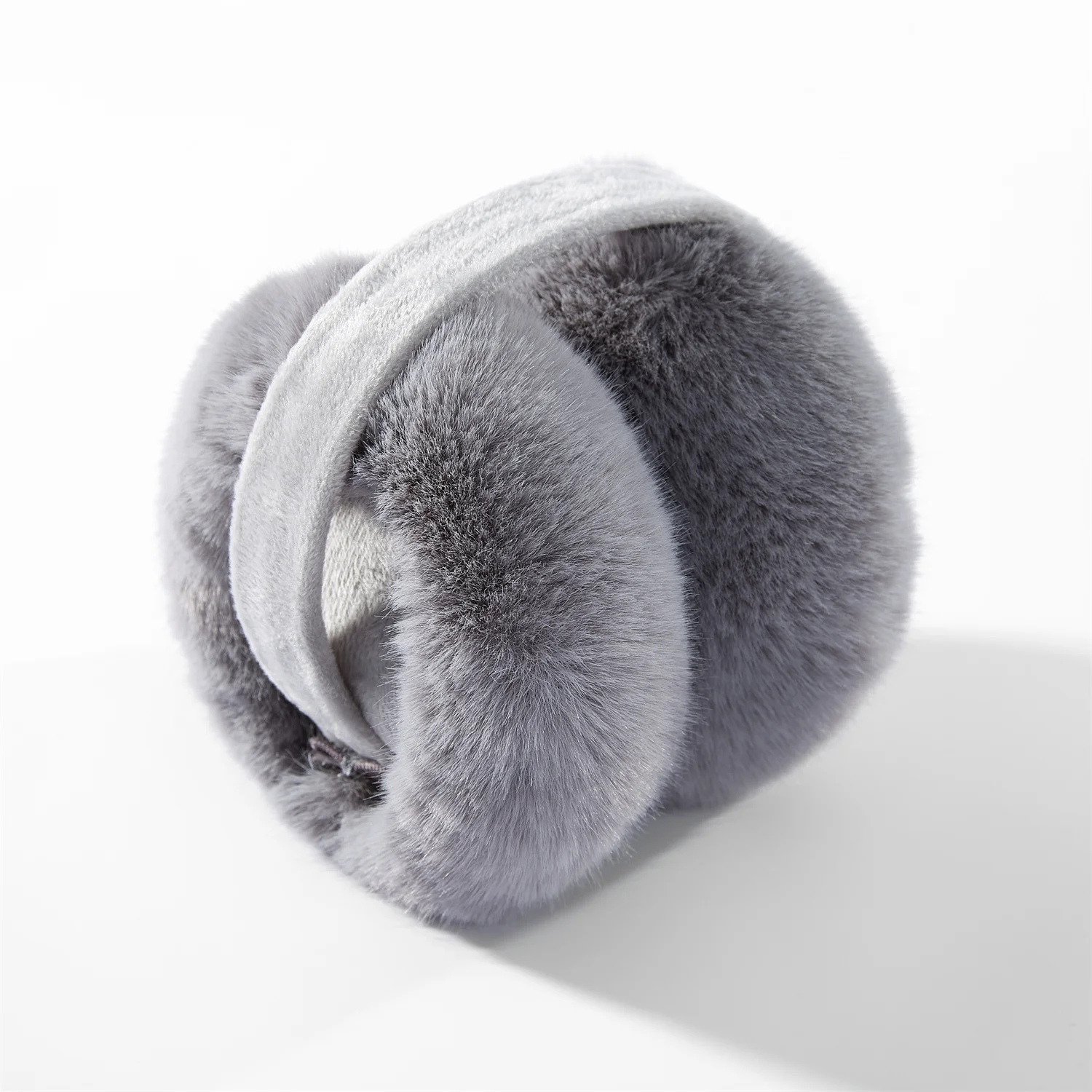 Anjj Foldable Grey Earmuffs Exquisite High Quality Soft Plush Warm Windproof Imitation Rabbit Fur Ear Muffs For Best friends