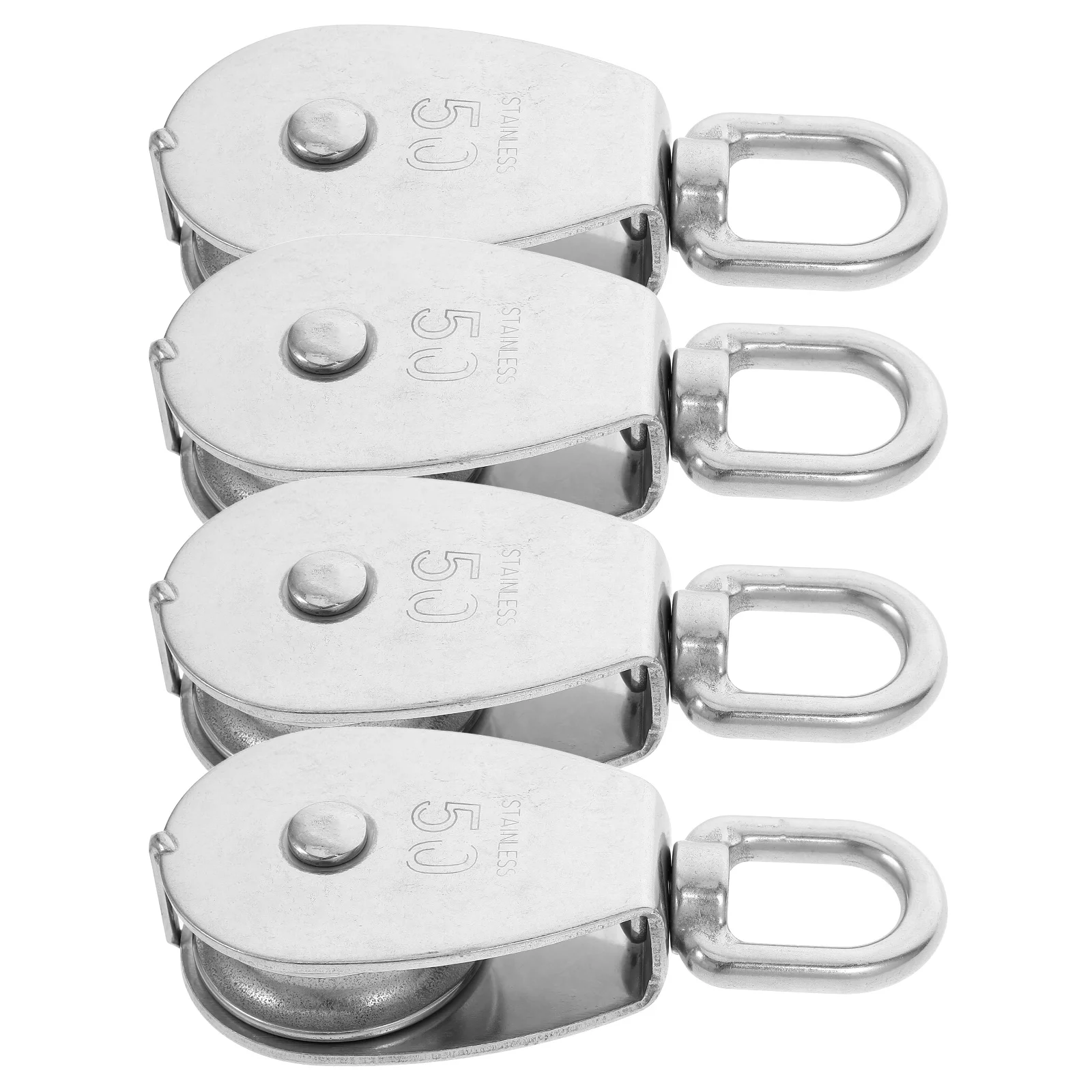 4 Pcs Pulley Block Cable Roller Lifting Crane Swivel Hook Steel Wheel Sailing Weight System Wire Rope Silent Wheels