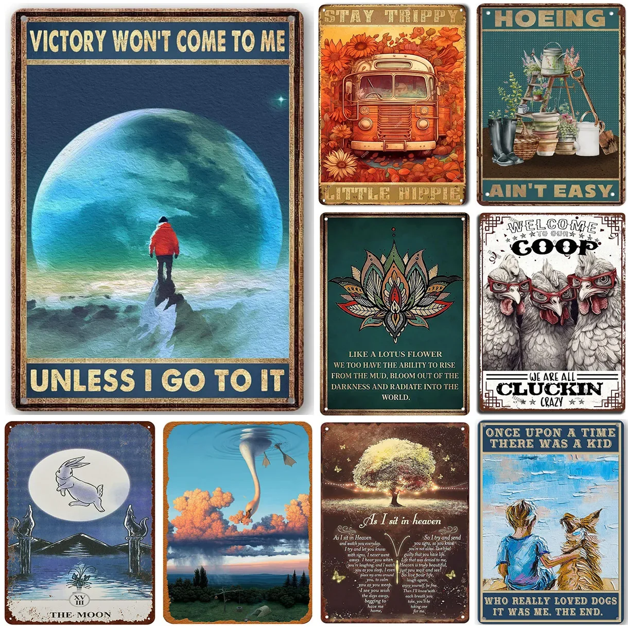 

Victory Won't Come To Me Unless I Go To It Sign Metal Tin Signs Vintage Art Poster Plaque Home Bar Wall Decor Bedroom Decoration