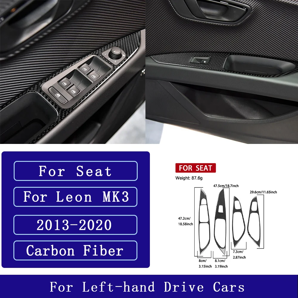 pour-seat-leon-mk3-2013-2020-garniture-de-panneau-de-commande-de-leve-vitre-en-fibre-de-carbone-accessoires-de-voiture-autocollants-decoratifs-interieurs