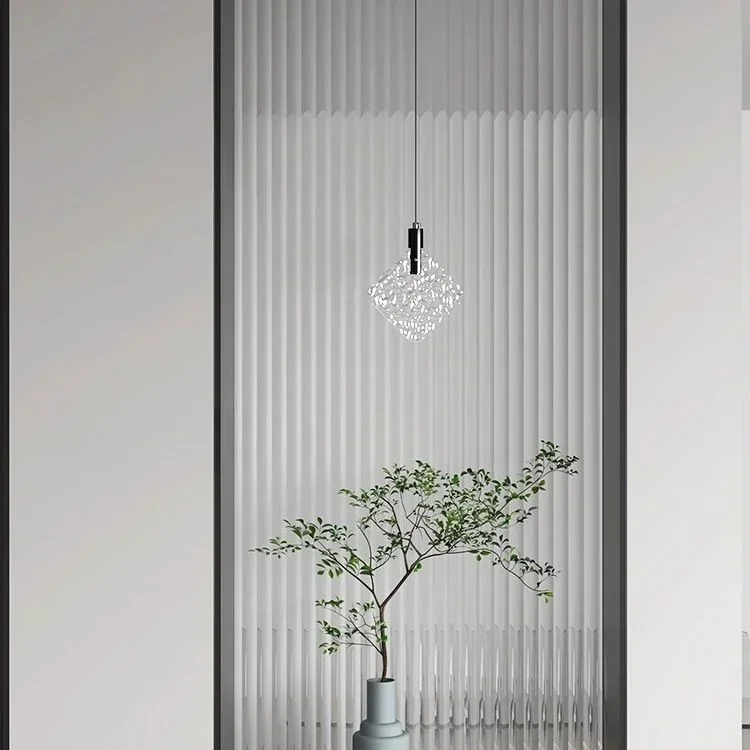 Italian minimalist high-end living room crystal hanging line lamp bedroom bedside single head small pendant light
