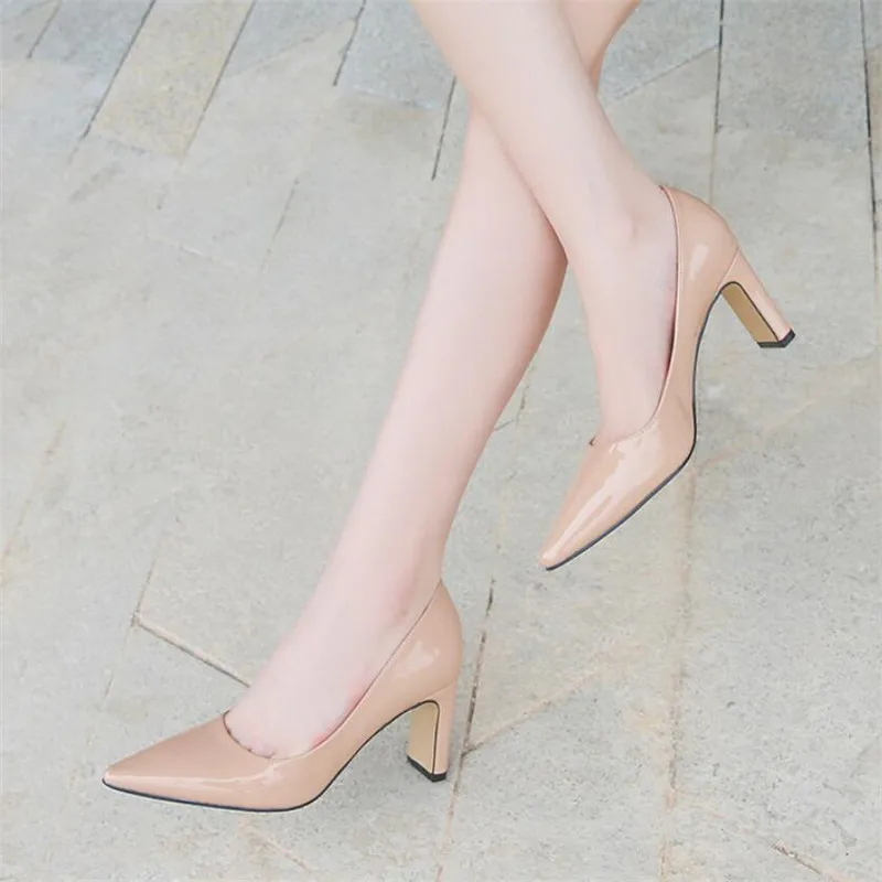 Patent Leather Heels 2023 Fashion Woman Pumps Pointed Toe Women Shoes Sexy Party Shoes Women Office High Heels Plus Size 32-43