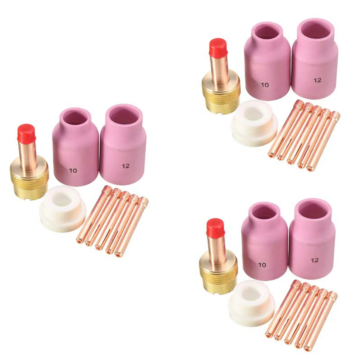 27Pcs TIG Welding Torch Large Long Gas Lens & Alumina Cup for WP17 WP18 WP26 TIG Collet Bodies Kit Accessories